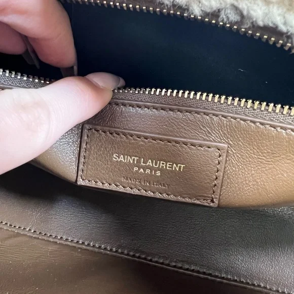 YSL Yves Saint Laurent Le 5 A 7 Sherpa Suede Hobo Shoulder Bag Handbag Purse - Picture 7 of 9